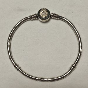 PANDORA Moments Logo Clasp Snake Chain Bracelet Sterling 14K CZ 590741CZ EUC